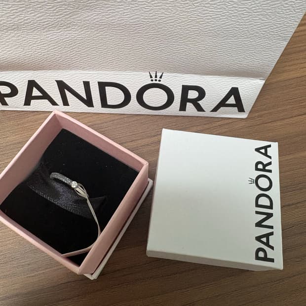 판도라 미 파베 & 화이트 듀얼 링 48사이즈 새제품