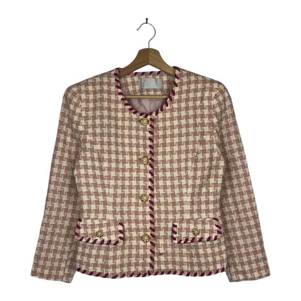 PLUR BURROWER 하운드투스 트위드 자켓 OS