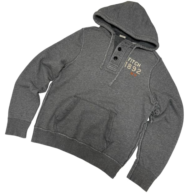 아베크롬비 & 피치 빈티지 헨리넥 버튼업 후드 티셔츠