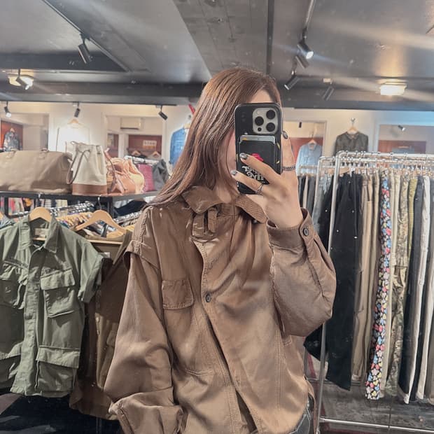 아르마니 익스체인지 armani 린넨 브라운 야상 자켓 S