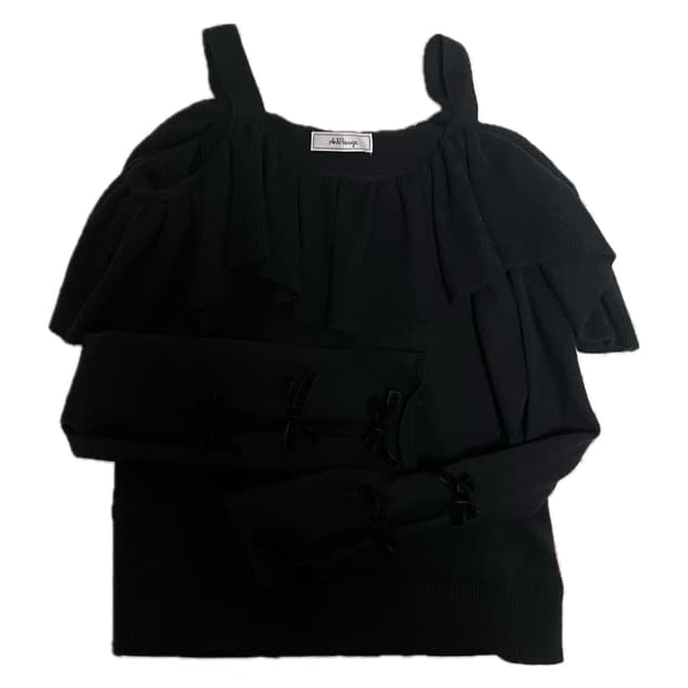 앙크루즈 오프숄더 리본 니트