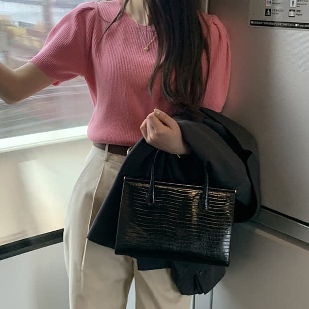 가내스라 핑크 퍼프 반팔니트 