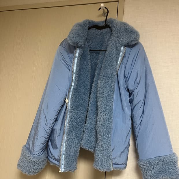 unif 유니프 ice jacket 하늘색 리버시블 패딩 자켓 후리스