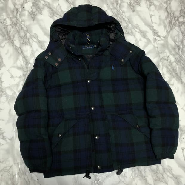 폴로 랄프로렌 타탄 체크 후드 패딩 자켓