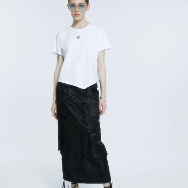 뮤제 세틴 카고 롱스커트