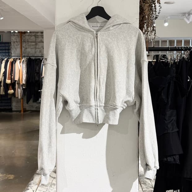 알렉산더 왕 멜란지 집업 크롭 후드티