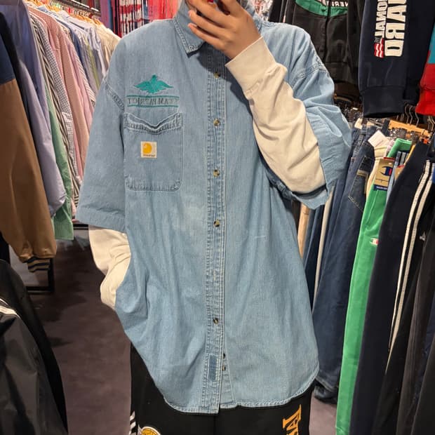 [IM] Carhartt 칼하트 반팔 셔츠 연청 데님