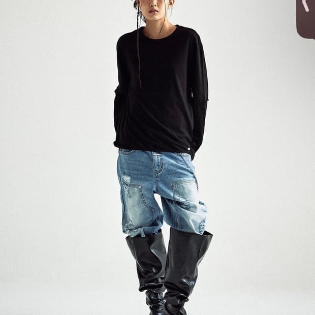 [M] 더바이닐하우스 컷오프 레이어드 티