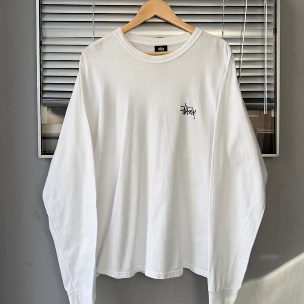 Stussy big stock white long sleeve