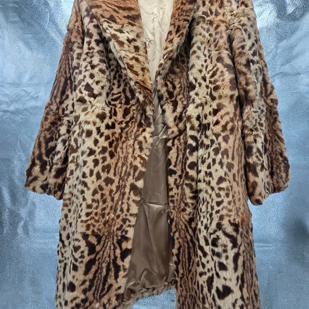 Leopard 토끼털 퍼 코트