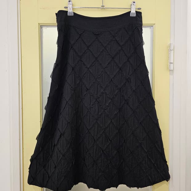 Masahiro Miyazaki 블랙 아가일 절개 미디스커트