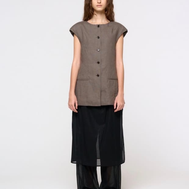 아모멘토 sheer layered pants 블랙 