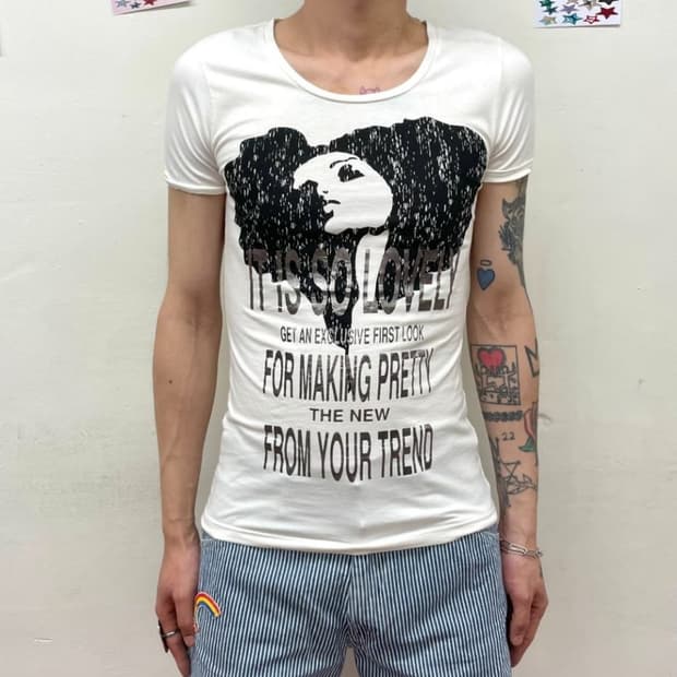 THEORIA Women's T-shirt 딱붙 반팔티 Y2K