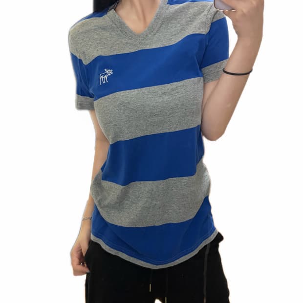 아베크롬비 순록 단가라 브이넥 반팔 티셔츠