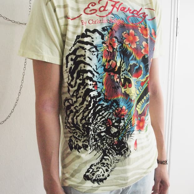 00s 에드하디 usa 타투 하프슬리브 티셔츠