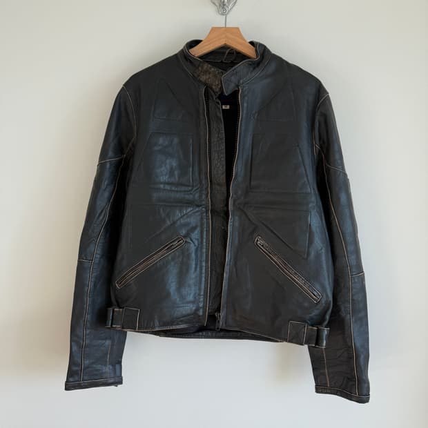 Top skin 레이싱 레더 자켓