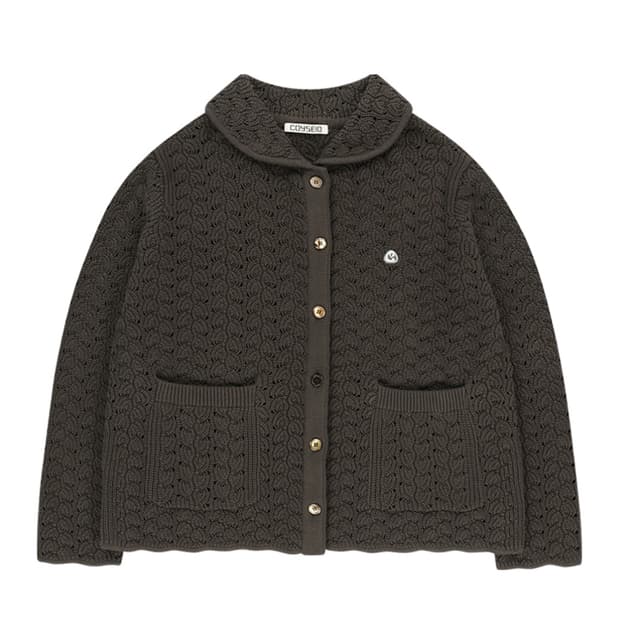 코이세이오 웨이브 니트 가디건 다크브라운