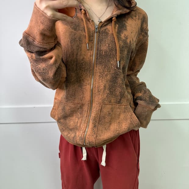 100 디젤 그래픽 워싱 후드집업