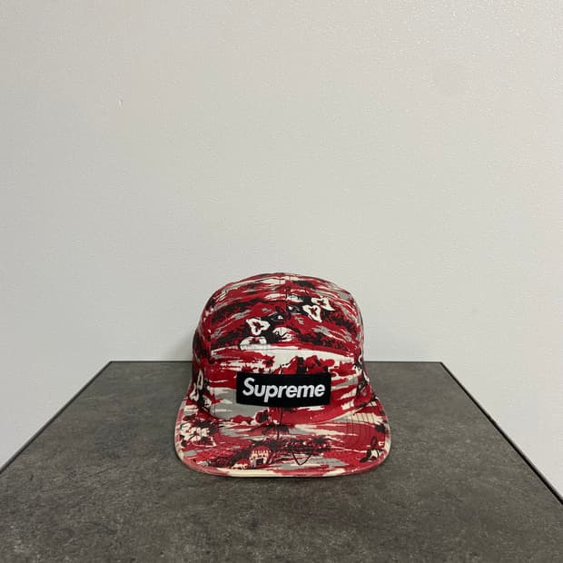 슈프림 하와이 레드 박스로고 캠프캡 모자