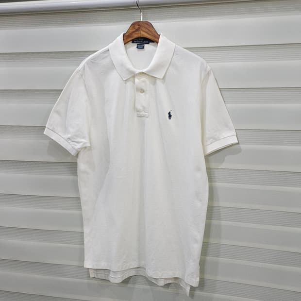 폴로 랄프로렌 화이트 반팔 카라티- L