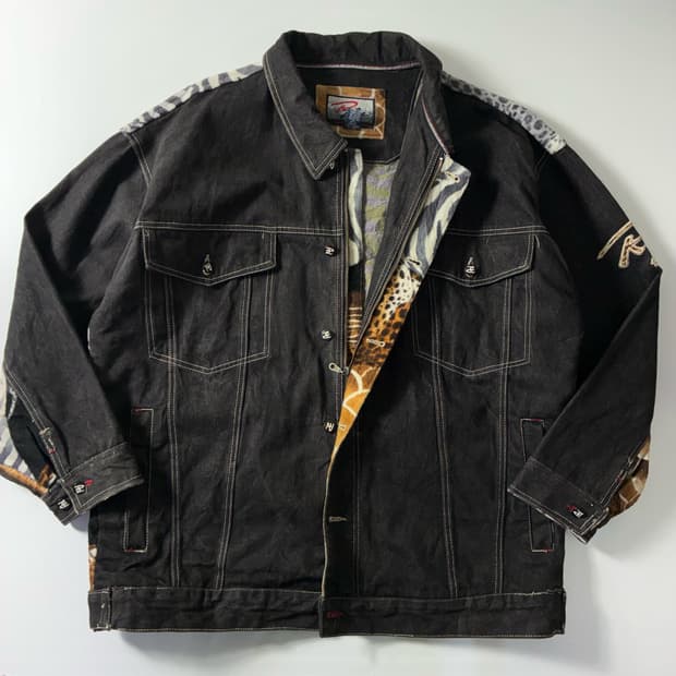 Raw blue  애니멀 데님 트러커 자켓 