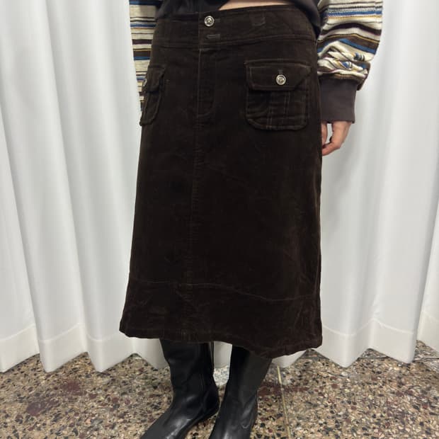 hushhush brown corduroy pocket skirt