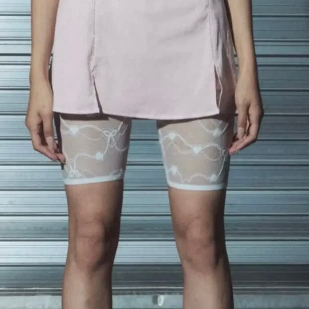 라뇨 체리퀴리 레이스 레이어드 팬츠 화이트