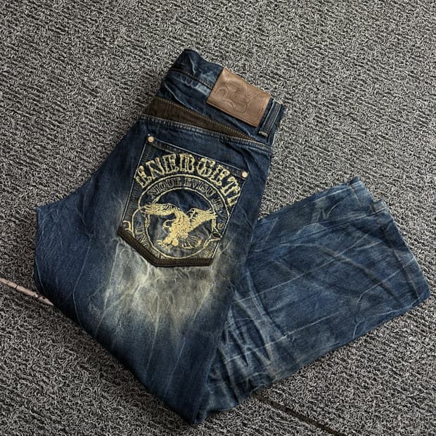 에비수 시그니처 와이드 데저트 워싱데님 팬츠 1680