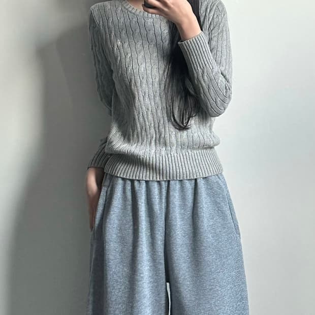 폴로 랄프로렌 신형 그레이 꽈배기 니트