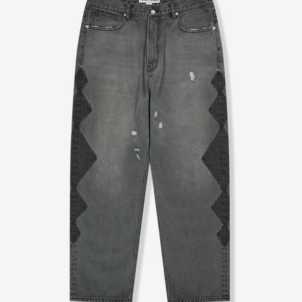 Rhombus Washed 5 Pockets Denim Pants