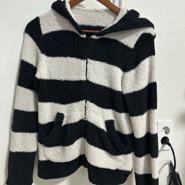 빈티지 플리스 스트라이프 후드집업