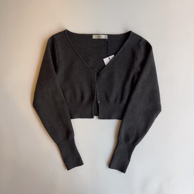 Charcoal Cropped Thumbhole Cardigan