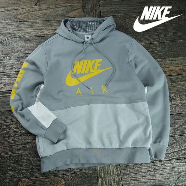 [나이키] 빅로고 프린팅 후드티 그레이 M19515
