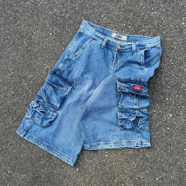 디키즈 유틸리티 카고 데님 버뮤다팬츠 
