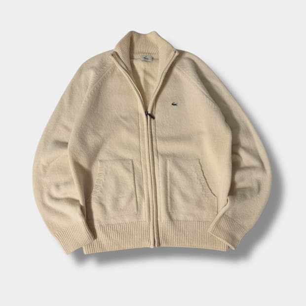 라코스테 루즈핏 00‘s 아이보리 울 니트 집업