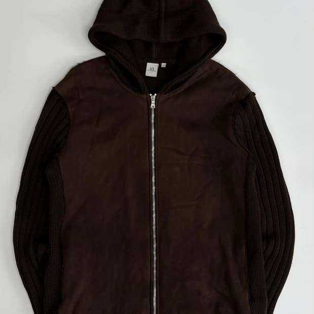 [L] 아르마니 익스체인지 스웨이드 니트 후드 집업
