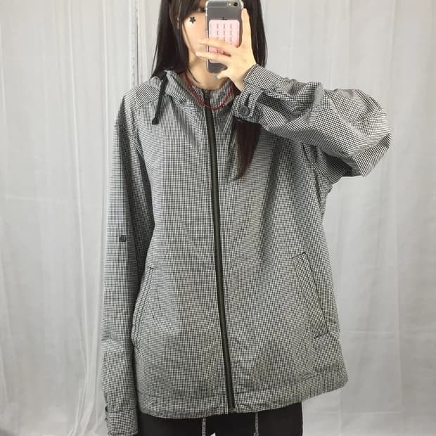 Uniqlo Check Hooded Jacket Grey