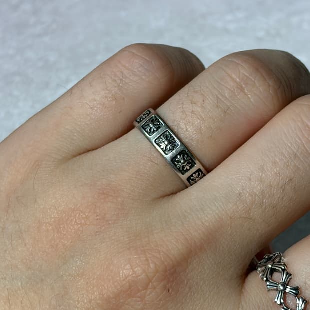 Oribell 크롬 크로스 스퀘어 모노그램 925실버 오픈링 반지