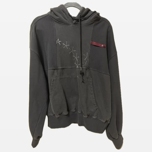 카락터 Grid hoodie / Washed black 후드티