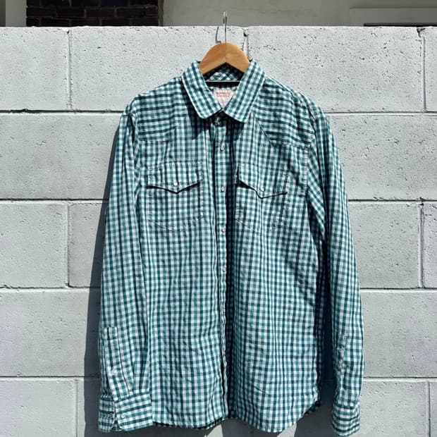 리바이스 블루그린 깅엄 체크 웨스턴 셔츠