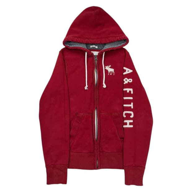 아베크롬비 빈티지 Y2K 스펠로고 후드집업 자켓 버건디 레드