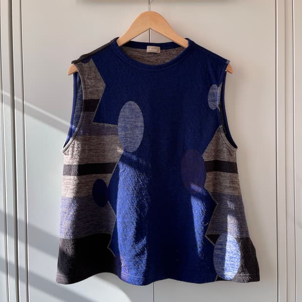 Always 블루 패턴 조끼 슬리브리스