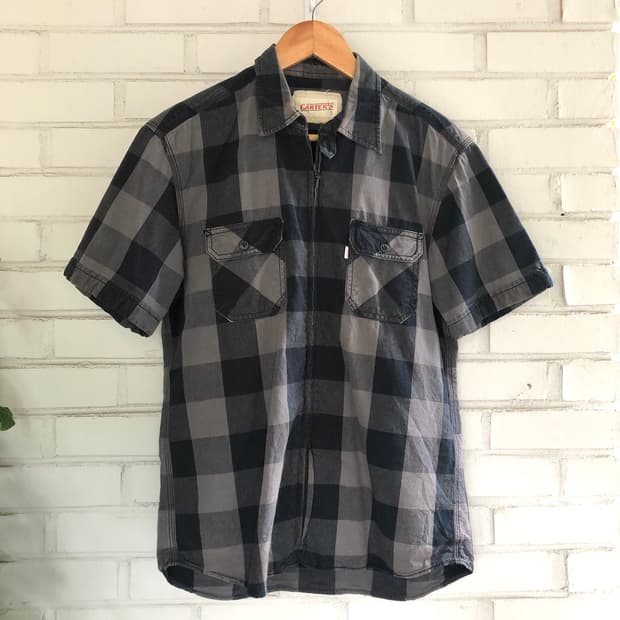 Carters 네이비 체크 반팔 셔츠