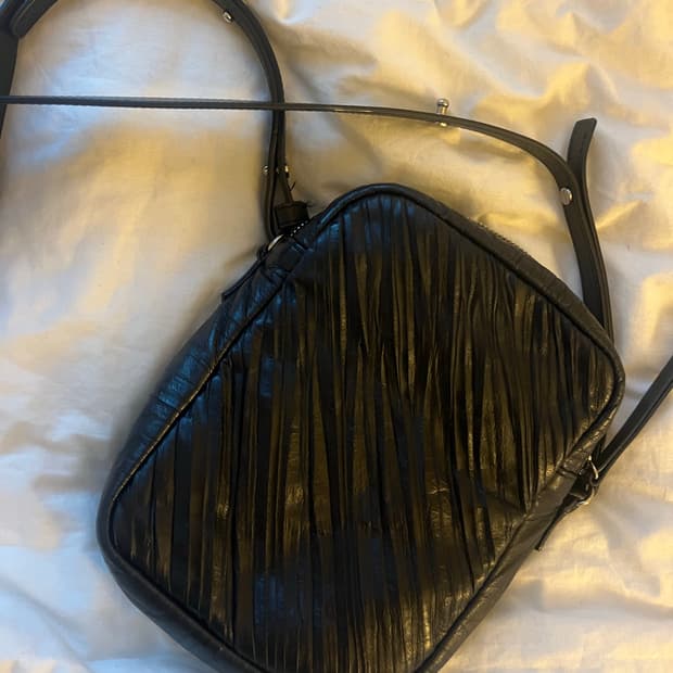 creased mini leather bag