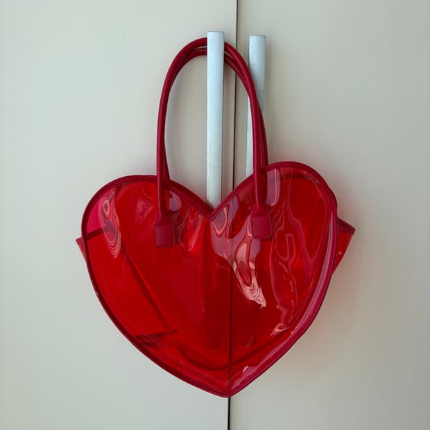 포에버21 하트 PVC 비치백 숄더백 