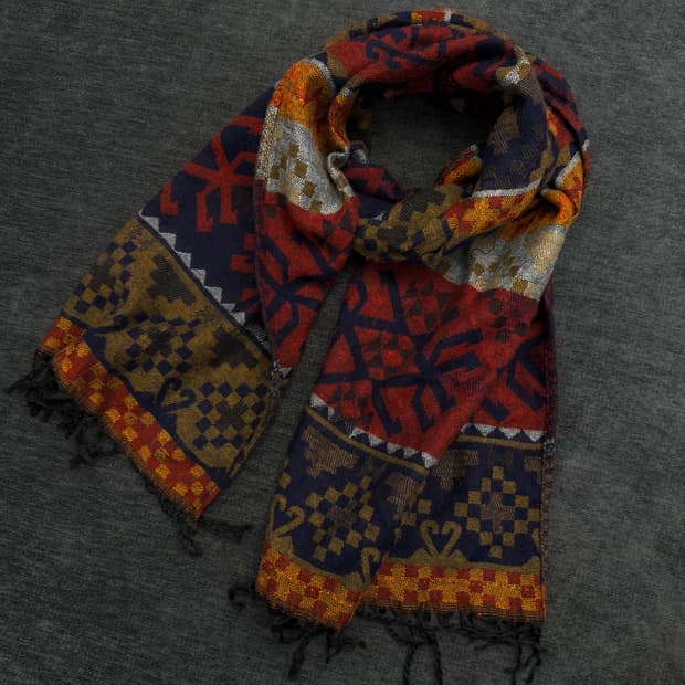 빈티지 에스닉 자카드 머플러