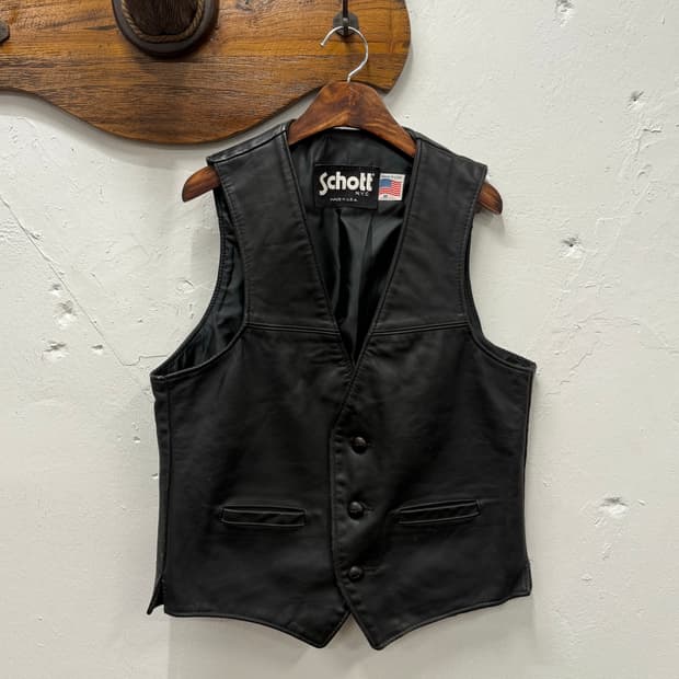 66) Schott NYC Leather Western Vest