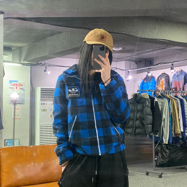 아디다스 파이어버드 체크 울 집업 b3376