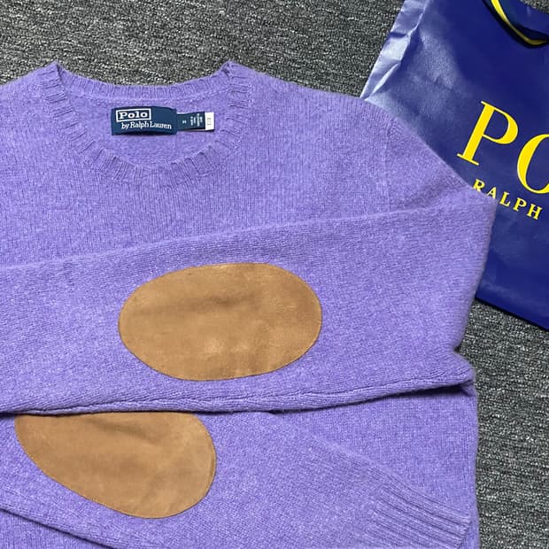 [최신형QR택] 반값이하 급처 폴로 울캐시미어 엘보 패치 니트