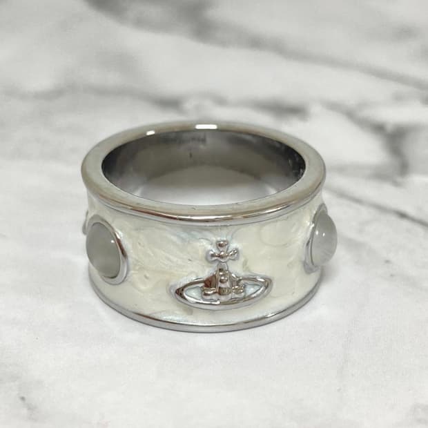 비비안웨스트우드 으카이브 화이트 원석링 반지(새상품)